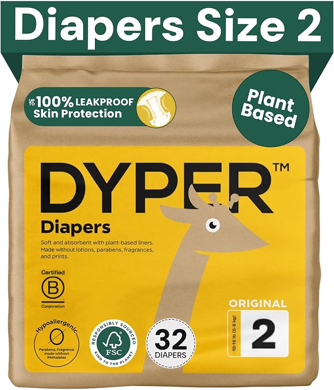 DYPER - Baby Diapers Size 2 - Plant Based Disposable Diapers by DYPER