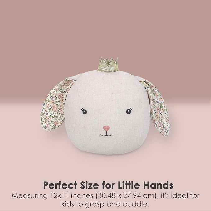 MON AMI Faith Bunny Accent Décor Pillow 12x11”, Plush Rabbit Cuddle Cushion - Image 3