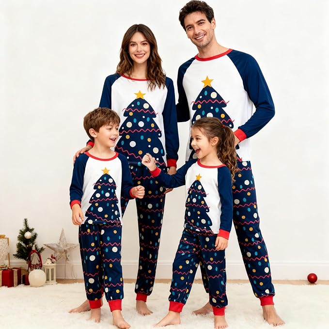 Awoscut Christmas Family Matching Pajamas Christmas Pjs Holiday Nightwear - Image 3