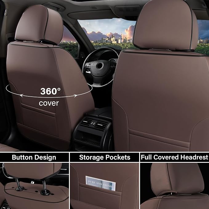 Coverado Car Seat Covers Full Set, Car Seat Protectors Leather Seat Covers - Image 3
