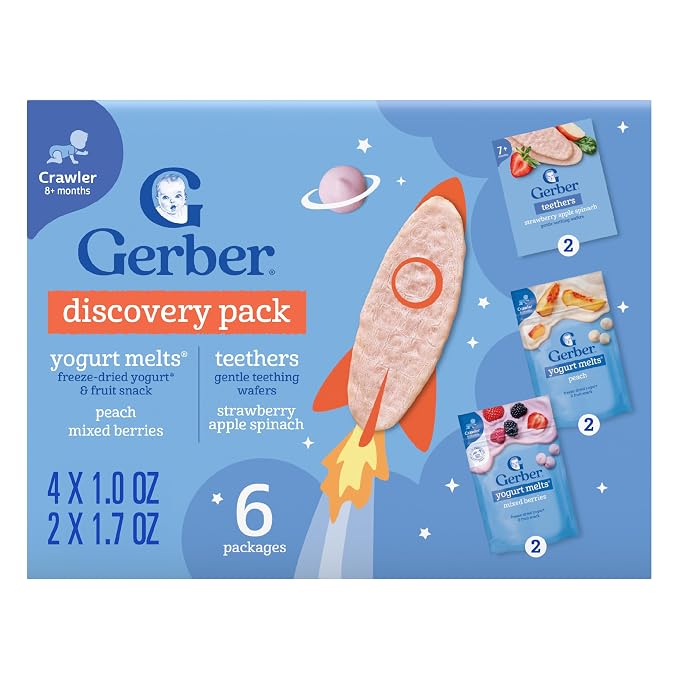 Gerber Stage 3 Baby Snacks Discovery Pack, Yogurt Melts, Teething Wafers by Gerber