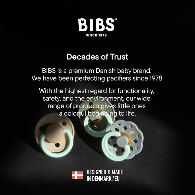 BIBS Pacifiers Colour Collection | Natural Rubber Baby Pacifier | Round Nipple - Image 6