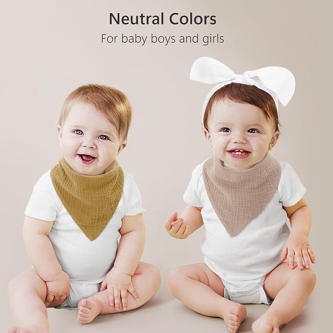Bearmoss Muslin Baby Bibs 8 Pack Soft Bandana Bibs - Image 4