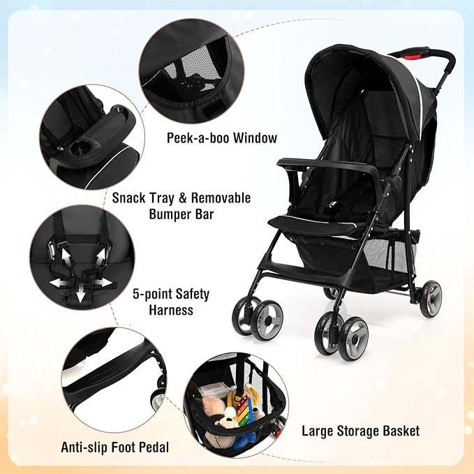 Baby Joy Lightweight Stroller, Compact Toddler Travel Stroller - Image 4