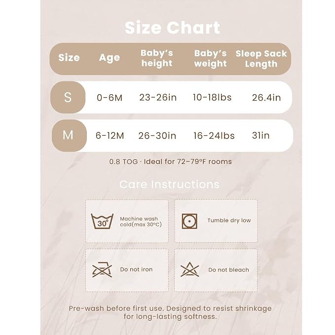 Konssy Muslin Baby Sleep Sack 6-12 Months 0.8 TOG, 2 Pack 100% Cotton Wearable - Image 5