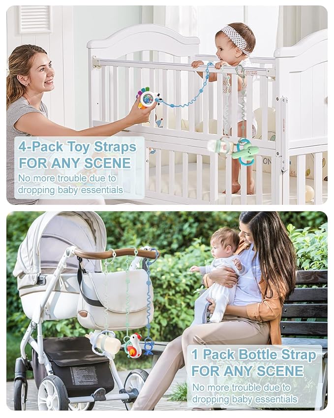 Toy Straps for Stroller, Silicone Baby Tether Pacifier Clip, No Throw Travel - Image 7