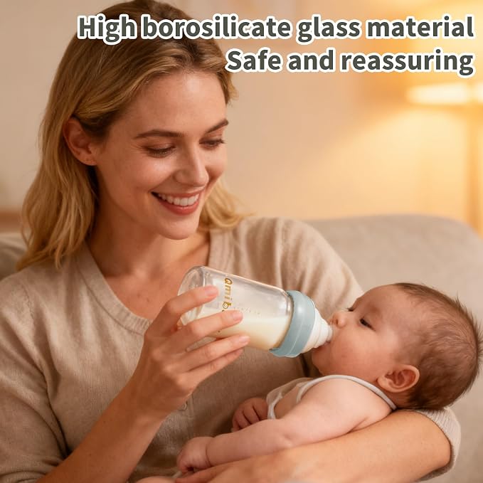Glass Breastmilk Storage Bottles 180ml 6oz BPA-Free Leak-Proof Natural Baby - Image 7