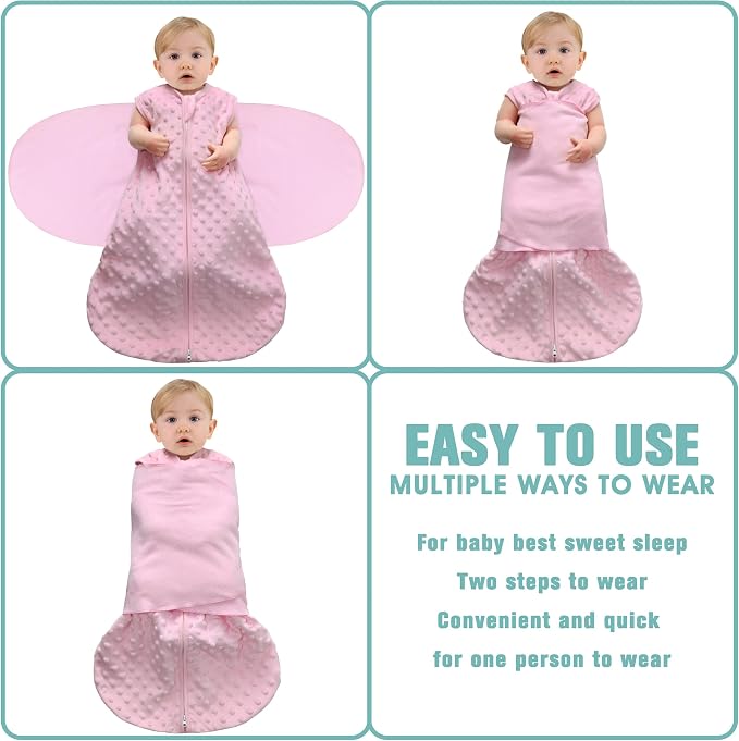 Fleece Newborn Sleep Sack Baby Swaddle, 3-Way Adjustable Wearable Blanket - Image 3