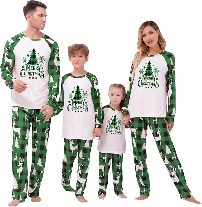 Awoscut Christmas Family Matching Pajamas Christmas Pjs Holiday Nightwear - Image 2