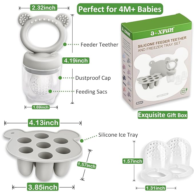 JEXFUN Baby Fruit Food Feeder & Mini Freezer Nibble Tray Combo, Breastmilk - Image 4