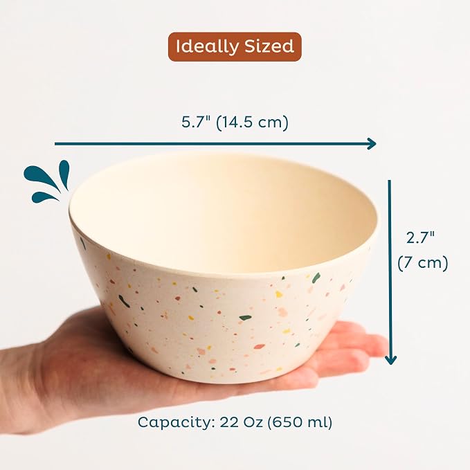 Nook Theory 4 Pack Bamboo Bowls - 22 Oz Reusable Toddler and Kids Bowl - Image 7