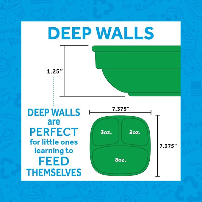 Re-Play 3x3 Divided Toddler Plates and Utensils Set - Image 7