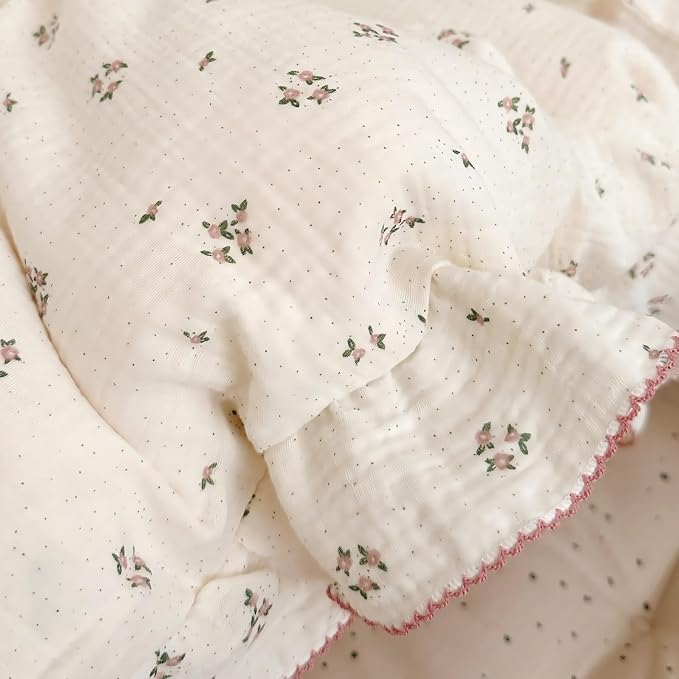 BuLuTu Beige Floral Toddler Pillowcase Muslin - Image 4