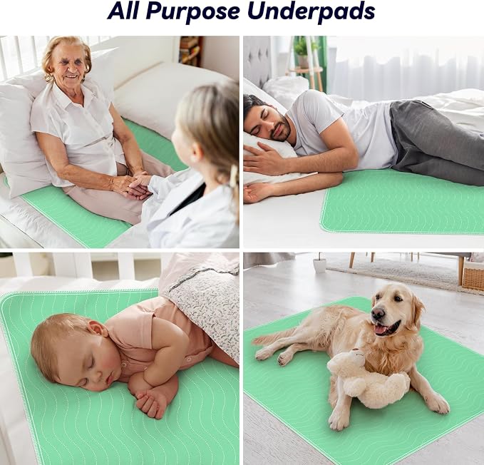 4 Pack 36” x 36” Extra Heavy Absorbency Washable Underpads, Waterproof Quick - Image 7