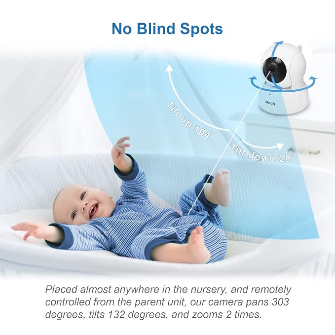 VTech VM923 Baby Monitor, 2.8” Screen, Pan-Tilt-Zoom, 1000ft Long Range - Image 3