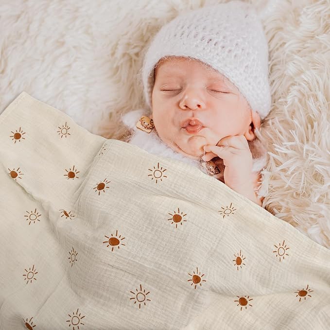 Muslin Swaddle Blankets for Newborn, 3 Pack Breathable Soft Receiving Blanket - Image 3