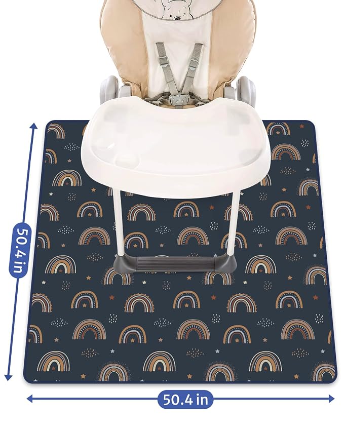 Blissful Diary Baby Splat Mat for Under High Chair, 50.4 x 50.4 Inch Wipeable - Image 3