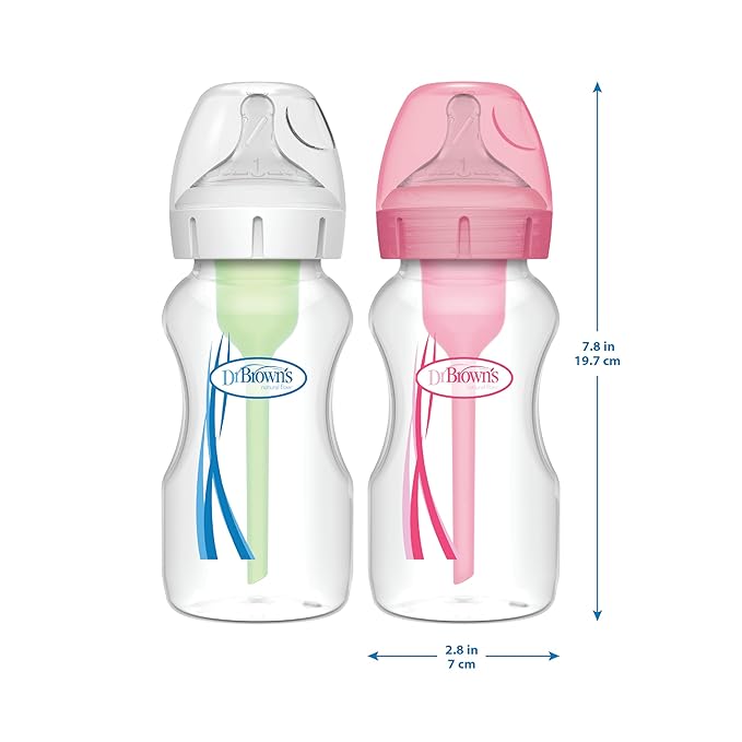Dr. Brown's Natural Flow Anti-Colic Options+Wide-Neck Baby Bottle, 9 oz/270 mL - Image 13