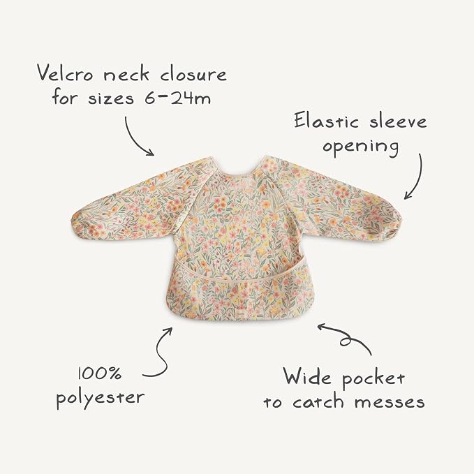 mushie Long Sleeve Baby Bib | Water Resistant Adjustable Fit - Image 7