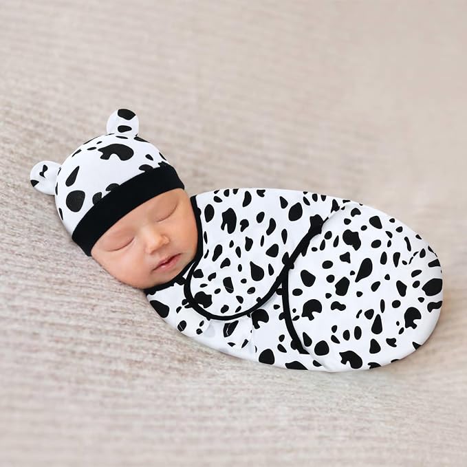 Cinaci 2 Pieces Adjustable Soft Cotton Baby Swaddle Sleep Sacks Hats Newborn - Image 5
