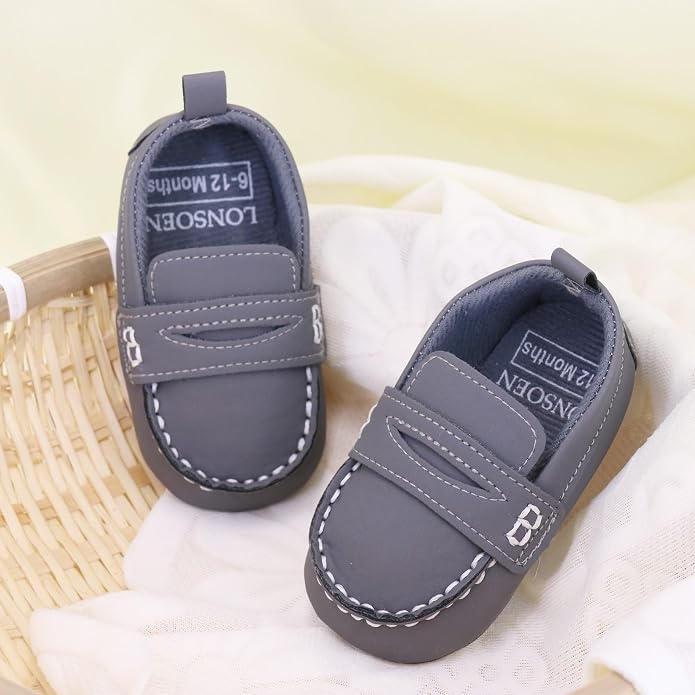 LONSOEN Baby Girls Boys Loafers Prewalker Dress Crib Shoes - Image 3