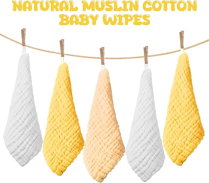 Breling 20 Pcs Baby Muslin Washcloth 12 x 12 Inch 100% Cotton Soft and - Image 4