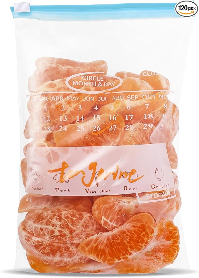 120 Pack Calendar Slider Quart Freezer Bags Reusable Food Storage Bags Slide by Unknown