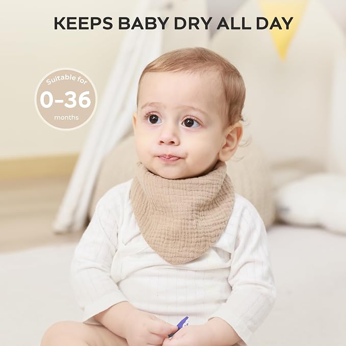 JELLYMONI 10 Pack Muslin Drool Bibs - Image 2