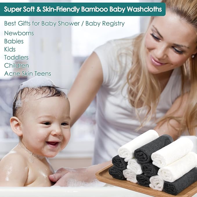 Baby Washcloths 12 Pack, 10x10 inch Heavenly Soft Wash Cloths - Image 5