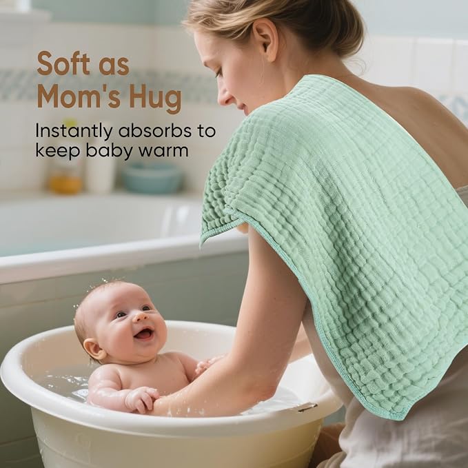 Muslin Hooded Baby Towels 100% Cotton ，Super Soft Muslin Baby Bath Towel - Image 6
