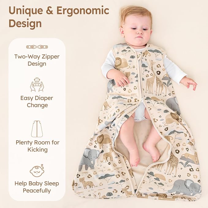 Baby Sleep Sack 6-12 Months 100% Cotton Lightweight 0.5 TOG Wearable Blanket - Image 4