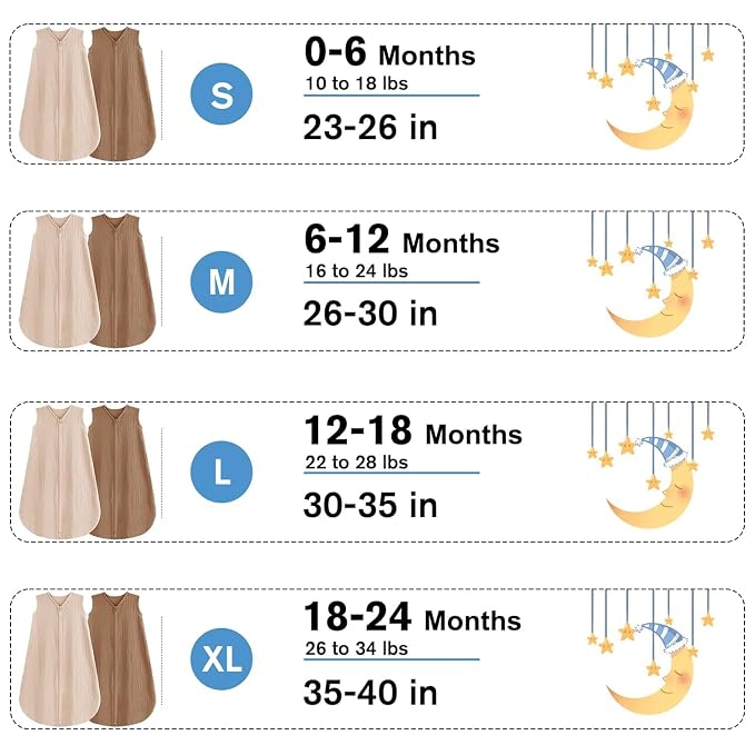 2 Pack Baby Sleep Sack 0-24 Months Baby Sleeping Bag 2-Way Zipper Toddler - Image 5