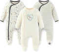 Unisex Baby Boy Girl Footies Rompers Cotton Long Sleeve 3 Pack Infant Jumpsuits by JELYLOVE