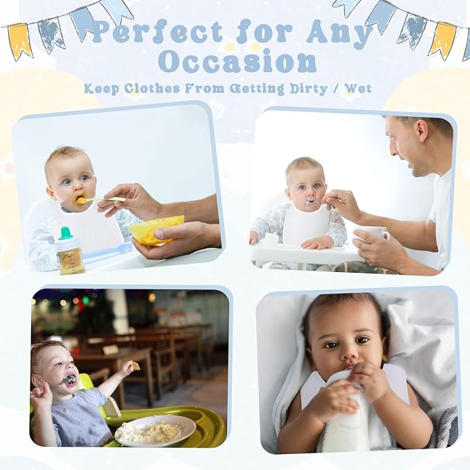 Toulite 6 Pcs White Bibs for Baby Washable Reusable Waterproof Cotton Feeder - Image 4