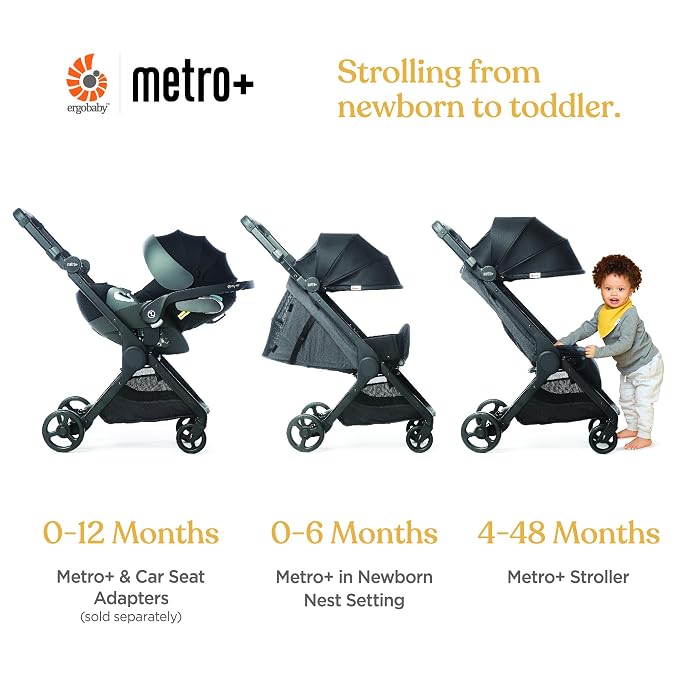 Ergobaby Metro+ Compact Baby Stroller, Lightweight Umbrella Stroller Folds Down - Image 2