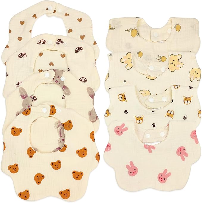 EllieHouse Baby Bibs for Girls Boys 8 Pack Muslin Drool Teeth Drooling Teething by EllieHouseVIPBrandExclusive