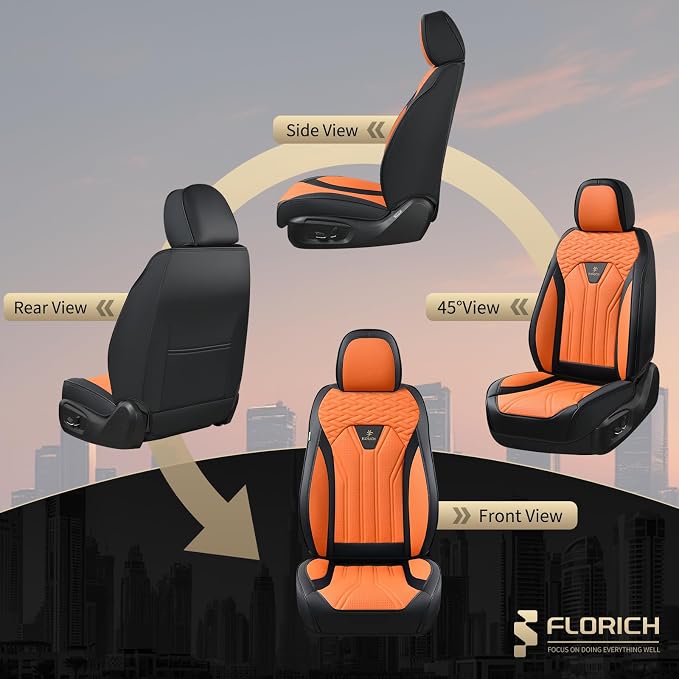 FLORICH Leather Seat Covers, Car Seat Covers Full Set, Car Seat Protectors 5 - Image 6