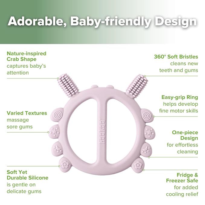 Haakaa Silicone Crab Baby Teether, Baby Toys, 360°Baby Toothbrush Head - Image 4