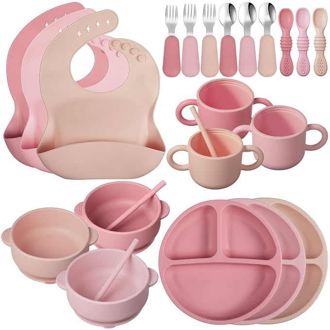 Yinder 24 Pack Silicone Baby Feeding Set Baby LED Weaning Supplies Includes by Yinder