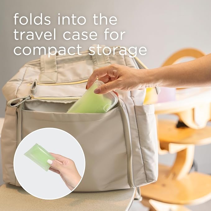 Olababy Fold N Go Silicone Baby Bib w Travel Case | Lightweight Design Eases - Image 5