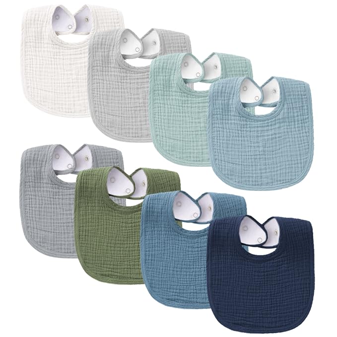 Konssy Muslin Baby Bibs 8 Pack Baby Bandana Drool Bibs Cotton by Konssy