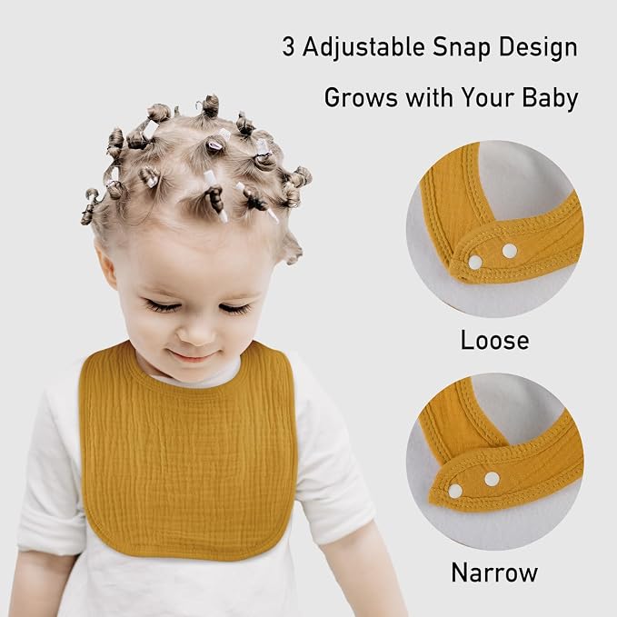 Muslin Baby Drool Bibs for Unisex Boys Girls, 6 Pack Soft Cotton Baby Bib for - Image 6