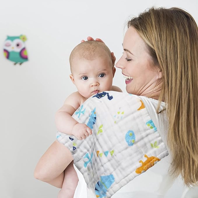 FOOK FISH Muslin Burp Cloths Cotton Burping Cloth 20'' X 10'' Pack of 6 - Image 9