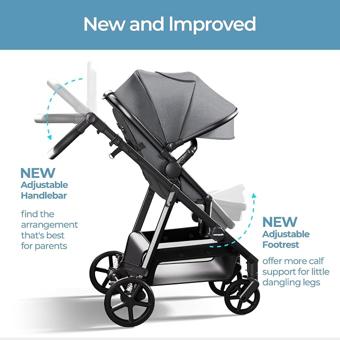 Mompush Baby Stroller, Convertible 2-in-1, Infant Car Seat Compatible, Includes - Image 2