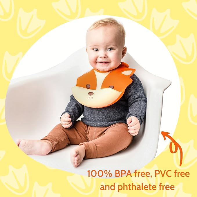 Silly Goose Set of 2 Silicone Animal Baby Bibs - Image 3