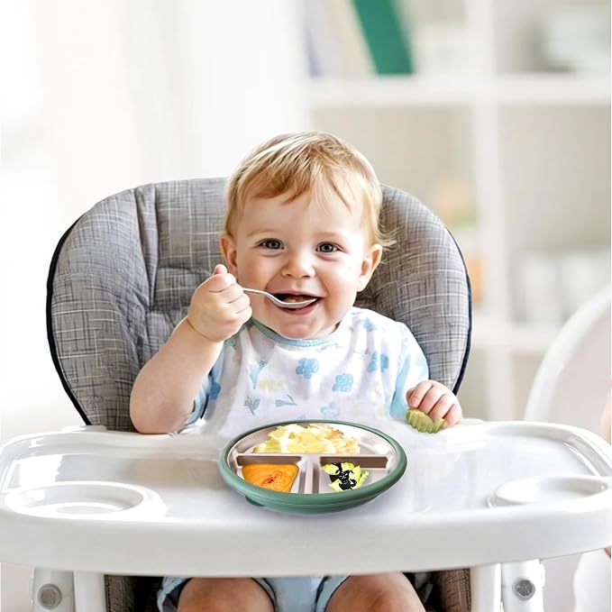 3Pack Stainless Steel Kids Plates, 8.1" Divided Kids Plate - Image 3