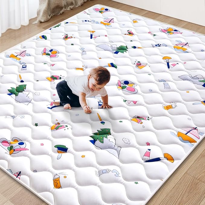 Baby Play Mat - 65" X 50", Premium Thicker Foam One-Piece Crawling Mat by VibeBear