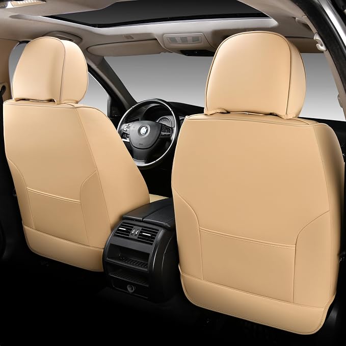 Doogo Front Seat Covers, Leather Car Seat Covers 2-Pack, Waterproof Universal - Image 2
