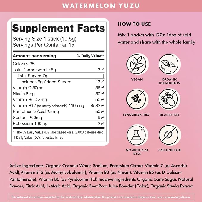 Boobie Hydromom Superfood Electrolyte Drink Mix, Watermelon Yuzu | Refreshing - Image 11