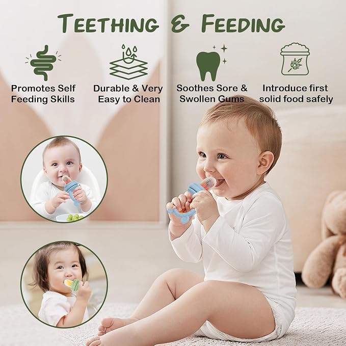 Baby Breastmilk Popsicle Molds & Baby Fruit Feeder, WAJIAYON Baby Food Freezer - Image 4